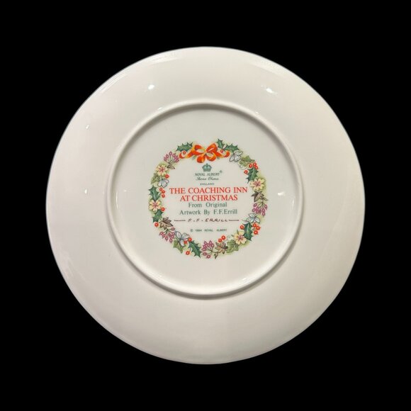 Vintage 1990s Christmas Plate, Winter Village Scene, Holly Border Decorative - Picture 3 of 4